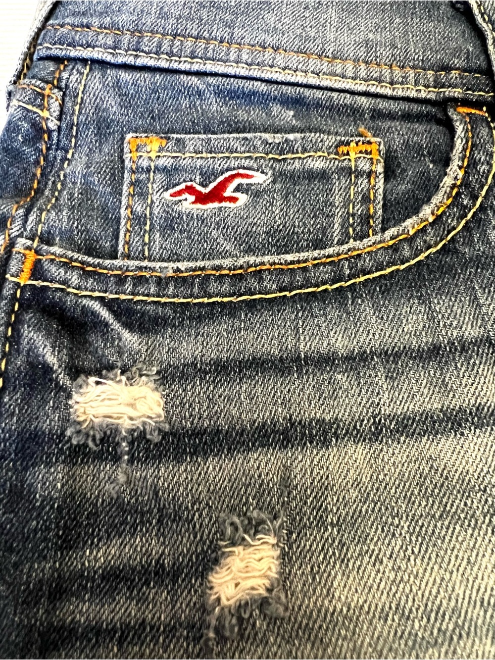 Hollister Dark Blue Distressed Denim Short Shorts Size 3/26 - Picture 2 of 5
